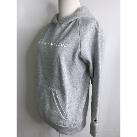 Champion Gray Fleece Hoodie Pink & White Logo XL - Picture 9 of 13